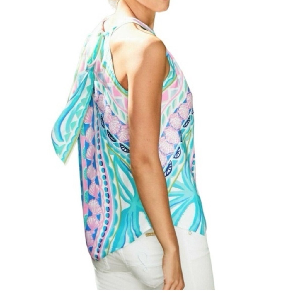 Lilly Pulitzer Julien scarf hem halter top size Small